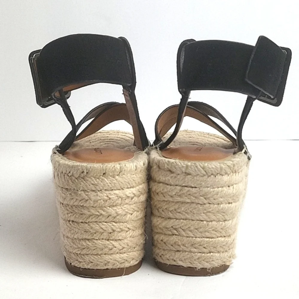 Lucky Brand Audrinah Black Suede Leather Ankle Strap Platform Espadrille… - Picture 9 of 16